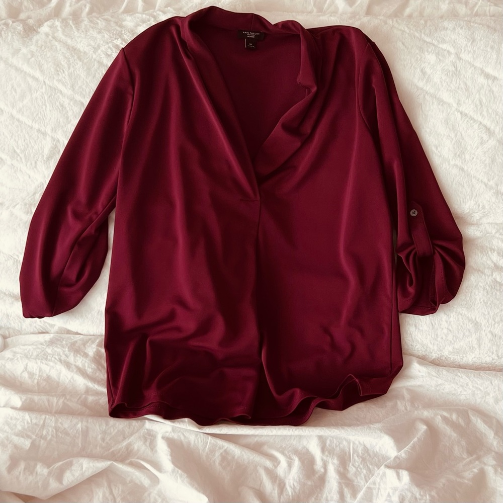 Ann Taylor medium petite blouse burgundy